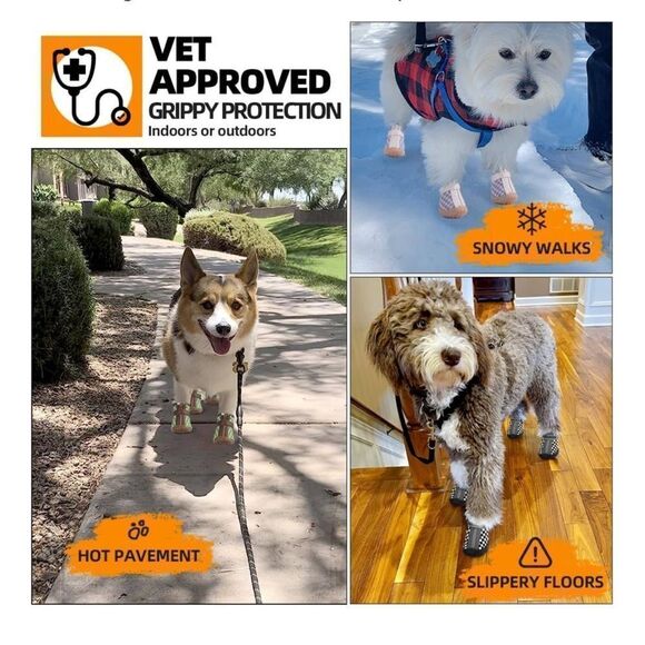 Doggie shoes sz 1 sz 3 please see pics for approximate sizing nib - Picture 6 of 10